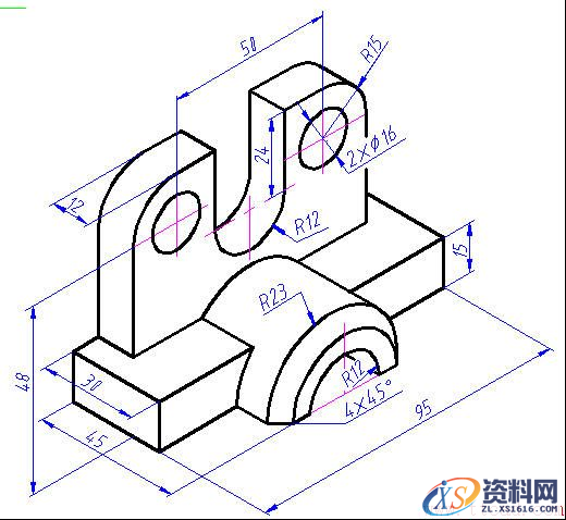 CAD中画三维模型的等轴测图（图文教程）,CAD中画三维模型的等轴测图363.png,三维,模型,教程,CAD,第1张